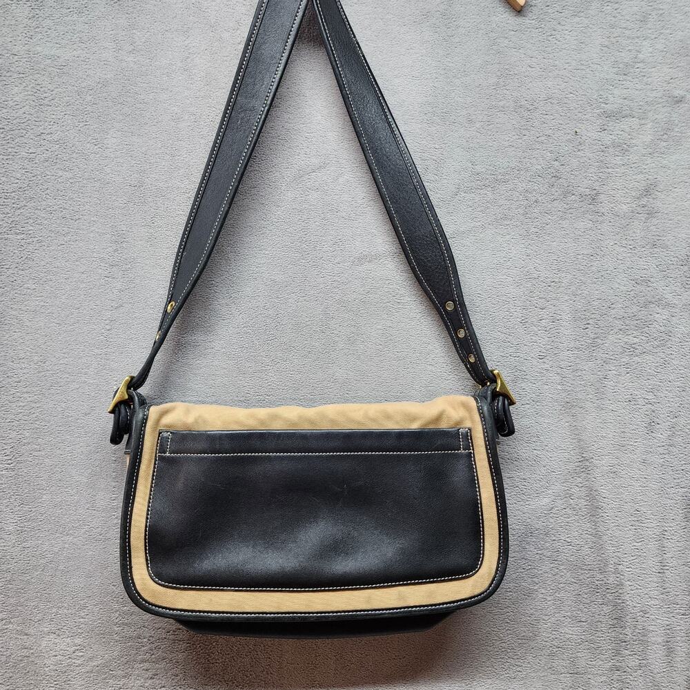 Vintage COACH Shoulder Bag Purse Canvas Brown Leather Crossbody Hipster FLAWS - Picture 3 of 16